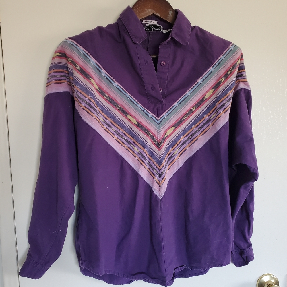 Vintage Side Saddle Shirt Women's M Purple Western